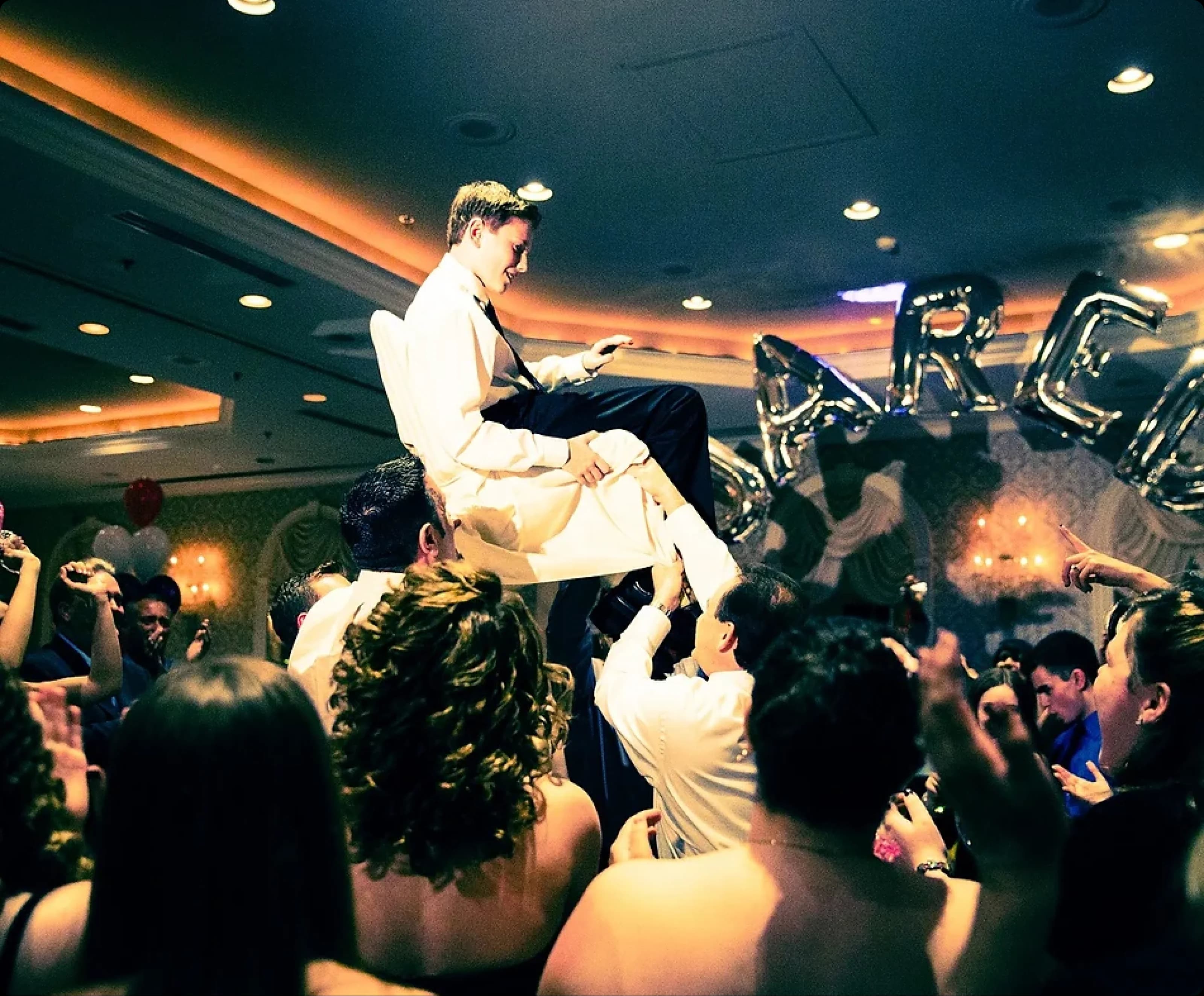 Guests dancing at a bar mitzvah celebration
